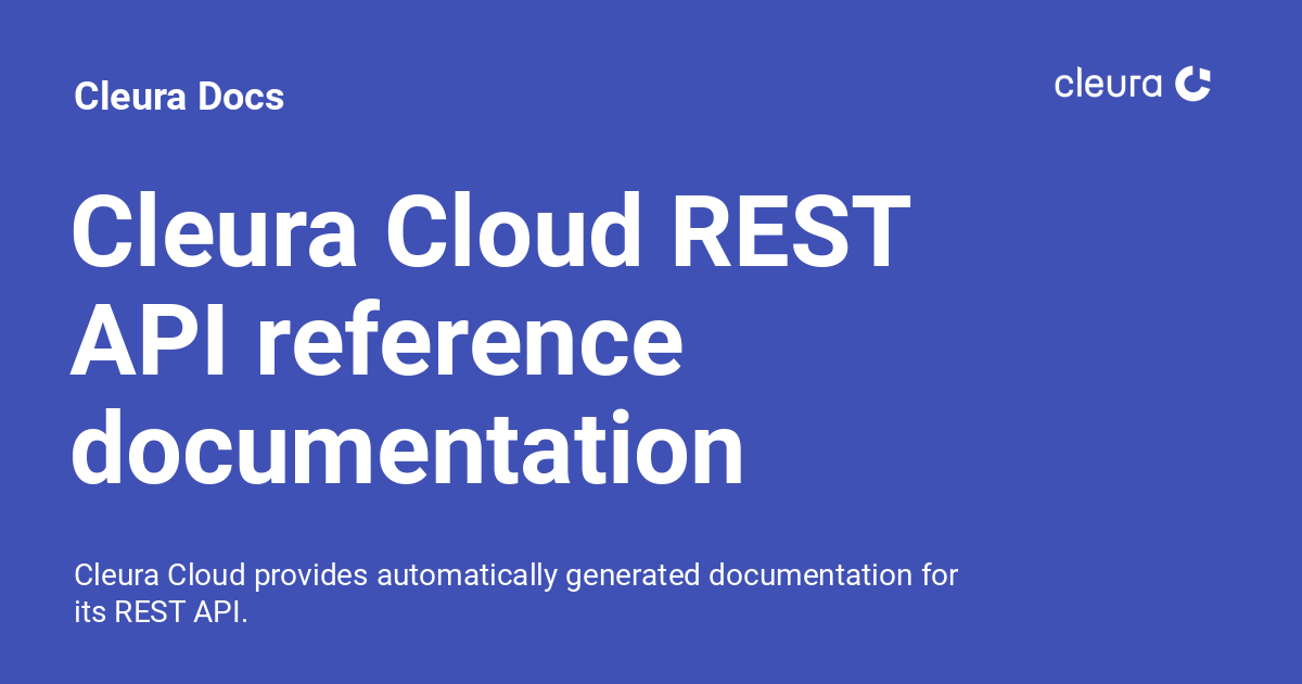 Cleura Cloud REST API Reference Documentation - Cleura Docs