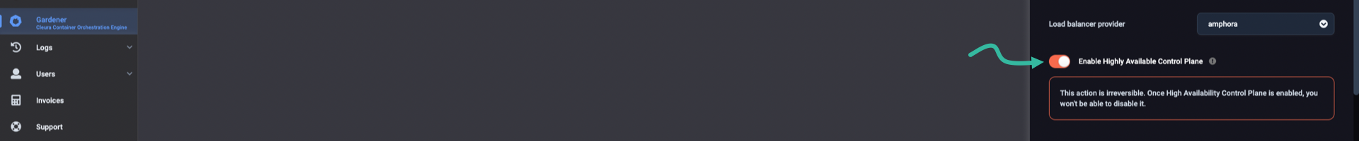 Once you enable high availability for the control plane, you cannot disable it