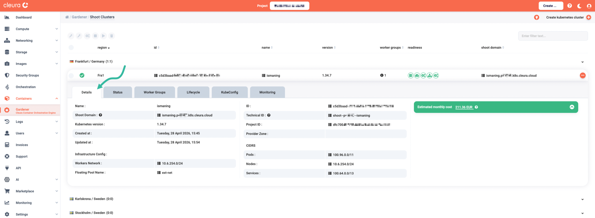 Details regarding the new cluster