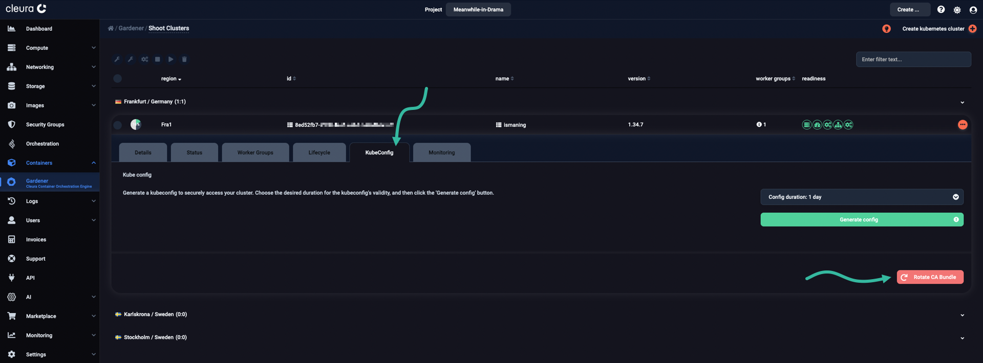Click the button labeled "Rotate CA Bundle"