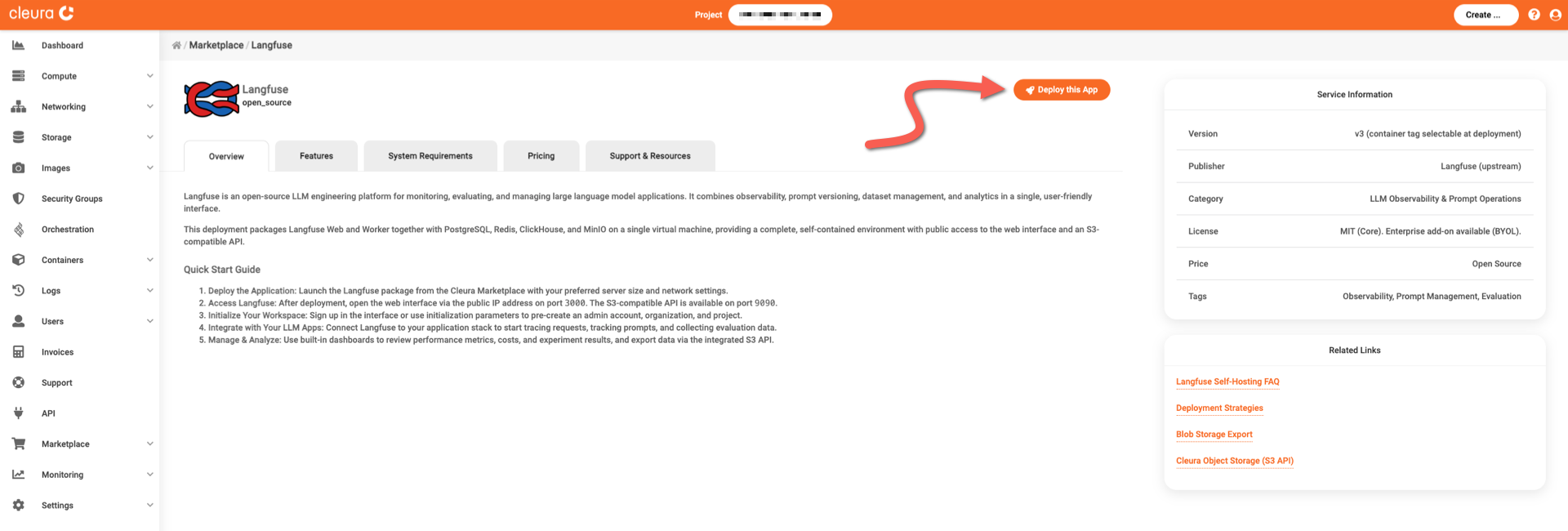 Start the Langfuse deployment process