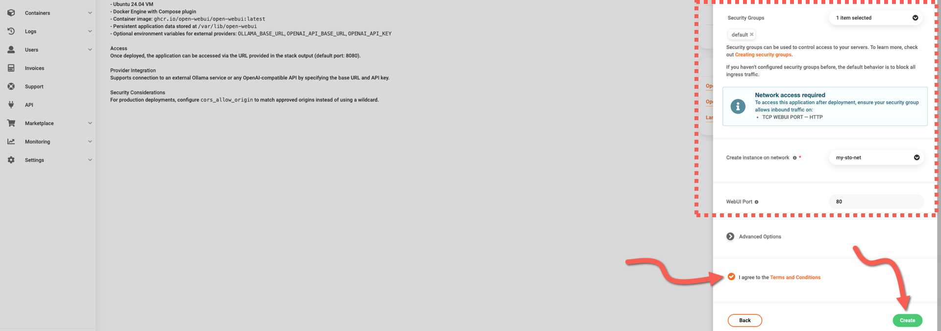 Finish up configuring the particular Open WebUI deployment