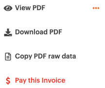 Four lines of invoice options, at the bottom is the line with the option to pay this invoice.