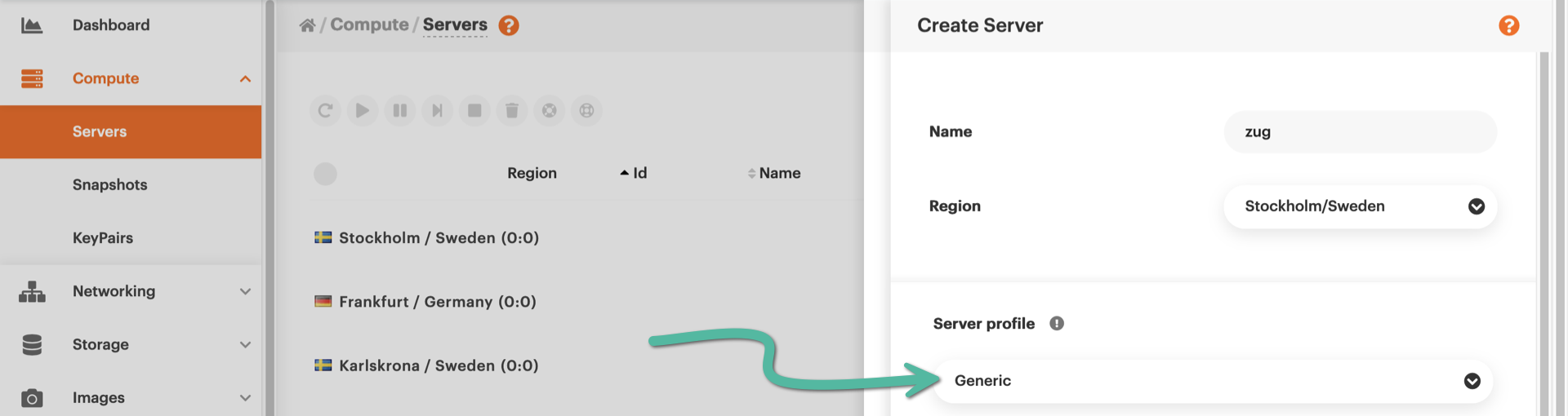 Select server profile