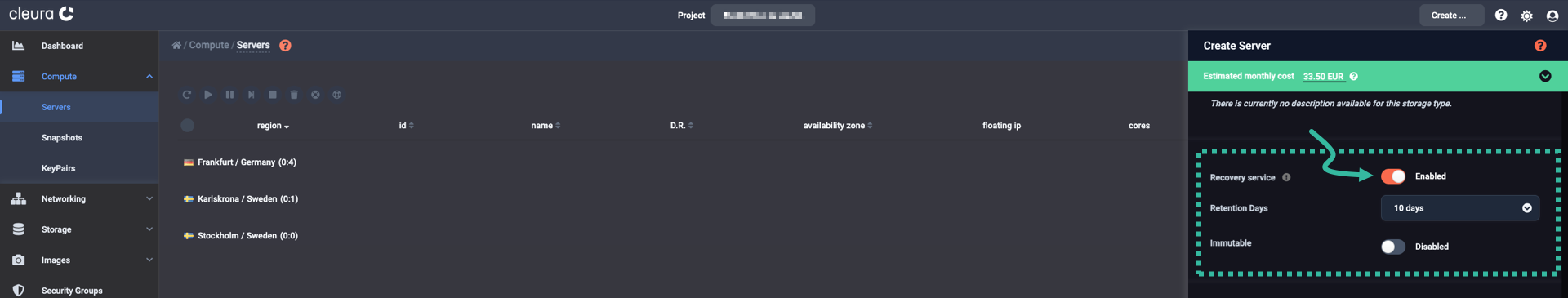 Recovery service is enabled by default for new servers