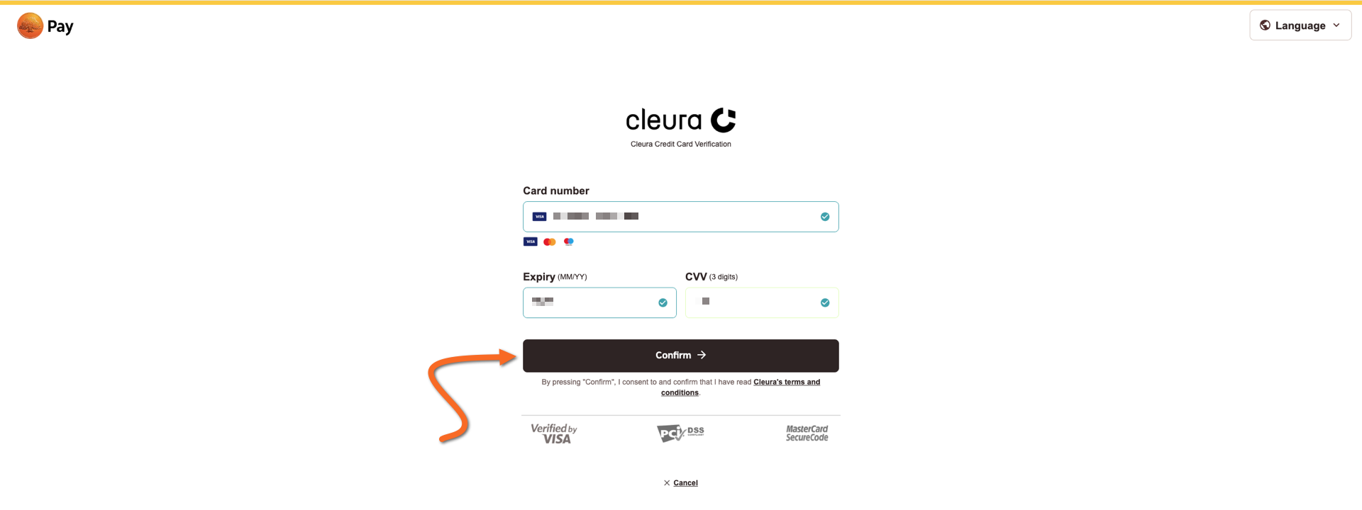 Entering credit card information