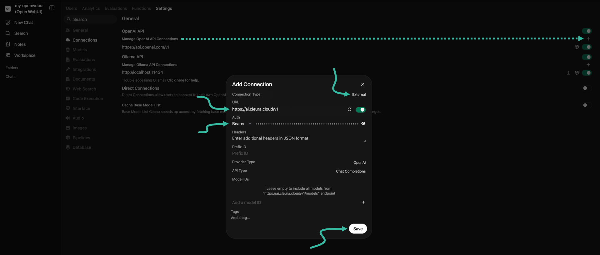 Add new API connection