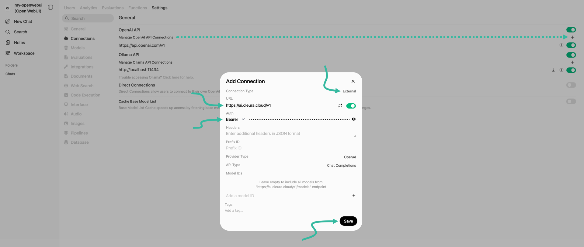 Add new API connection