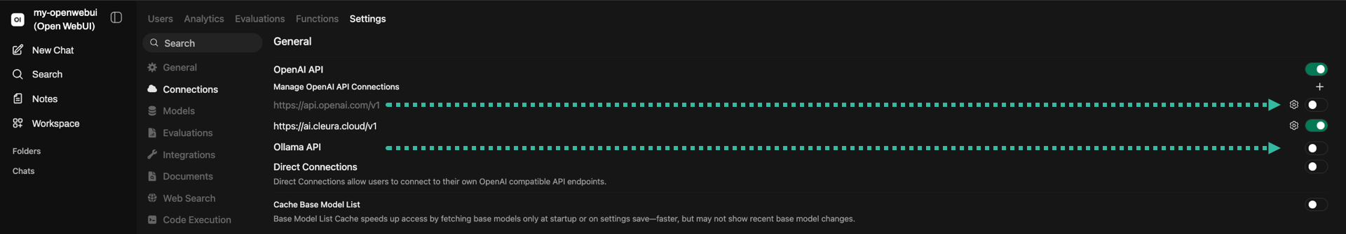 Switch off OpenAI and Ollama API connections