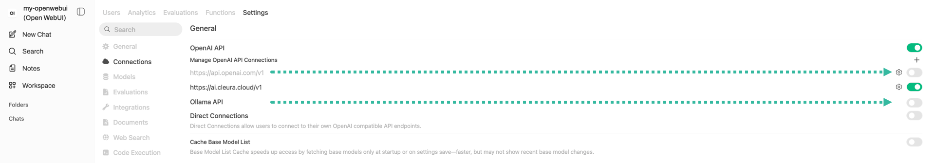 Switch off OpenAI and Ollama API connections