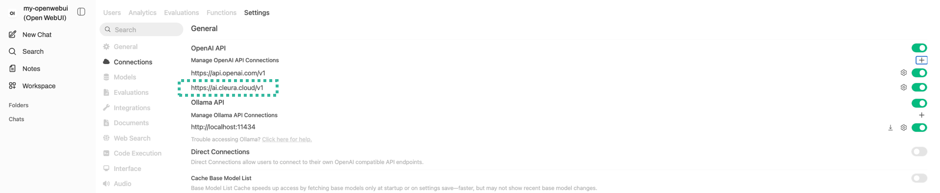 Add new API connection