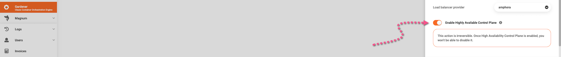 Once you enable high availability for the control plane, you cannot disable it