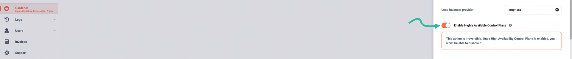 Once you enable high availability for the control plane, you cannot disable it