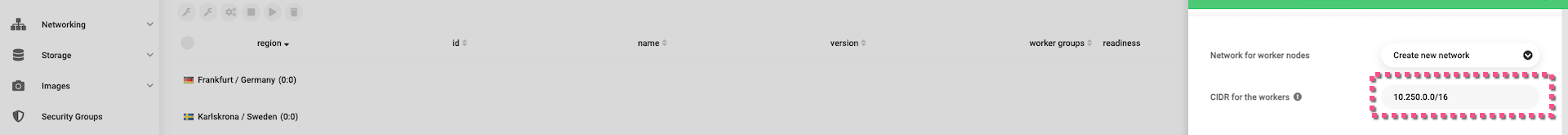 Accept the proposed CIDR network address for the worker nodes or type in the CIDR network address you prefer