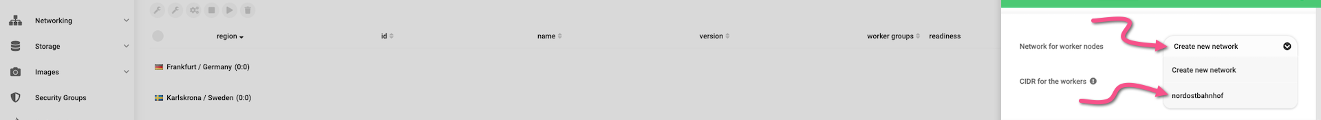 Select a pre-existing network