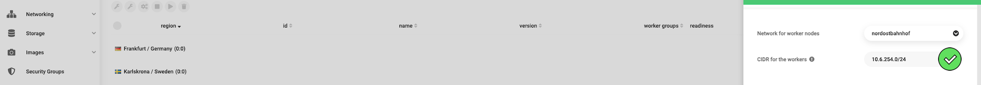 New, valid subnet for the worker nodes
