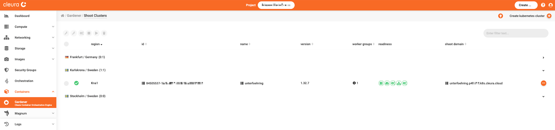 Get the list of all available Gardener clusters