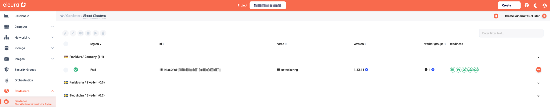 Get the list of all available Gardener clusters