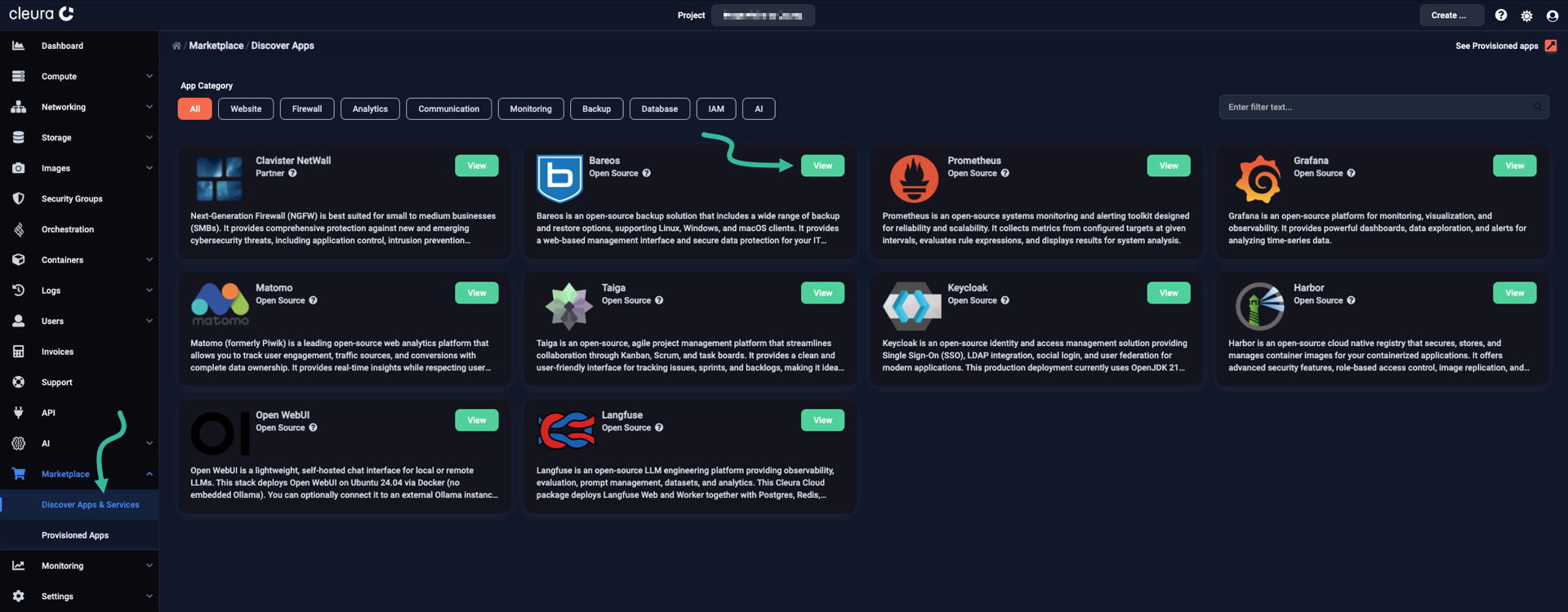 Select the Bareos application