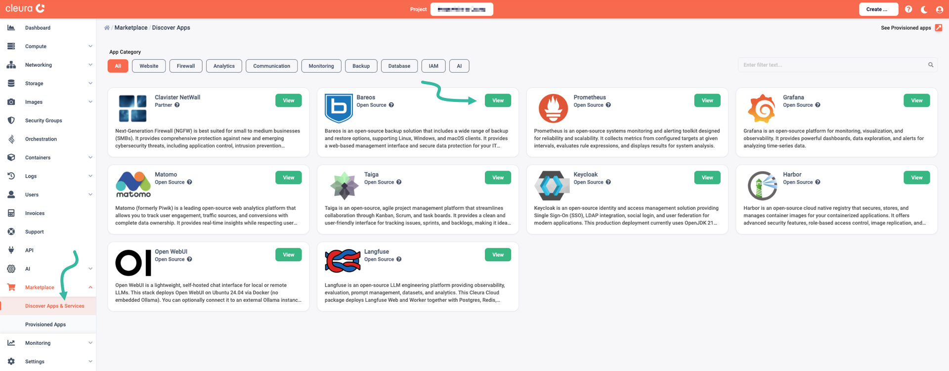 Select the Bareos application