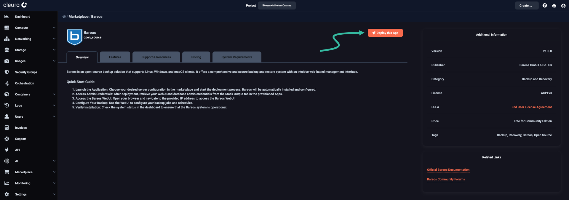 Start the Bareos deployment process