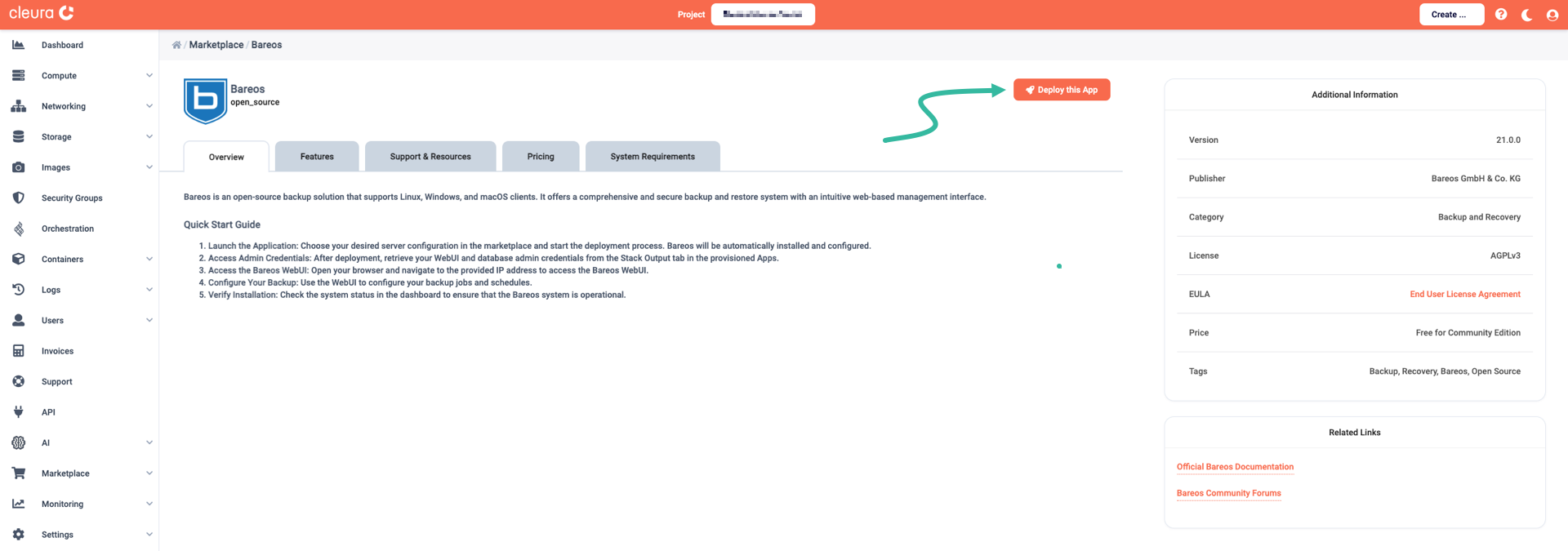 Start the Bareos deployment process