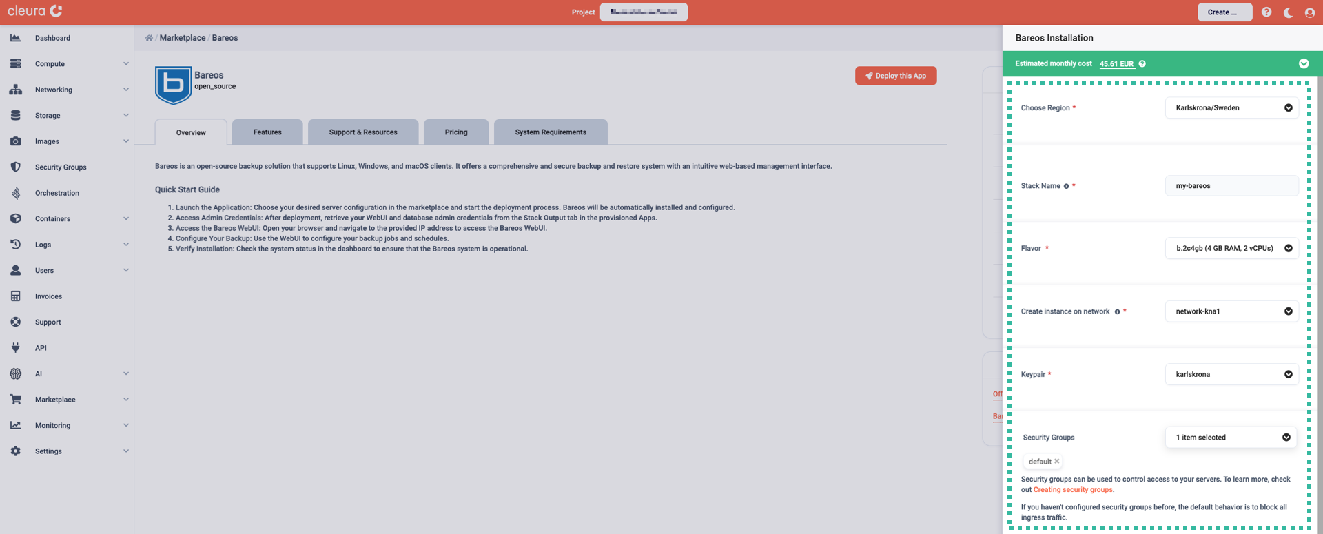 Specify the characteristics of the particular Bareos deployment