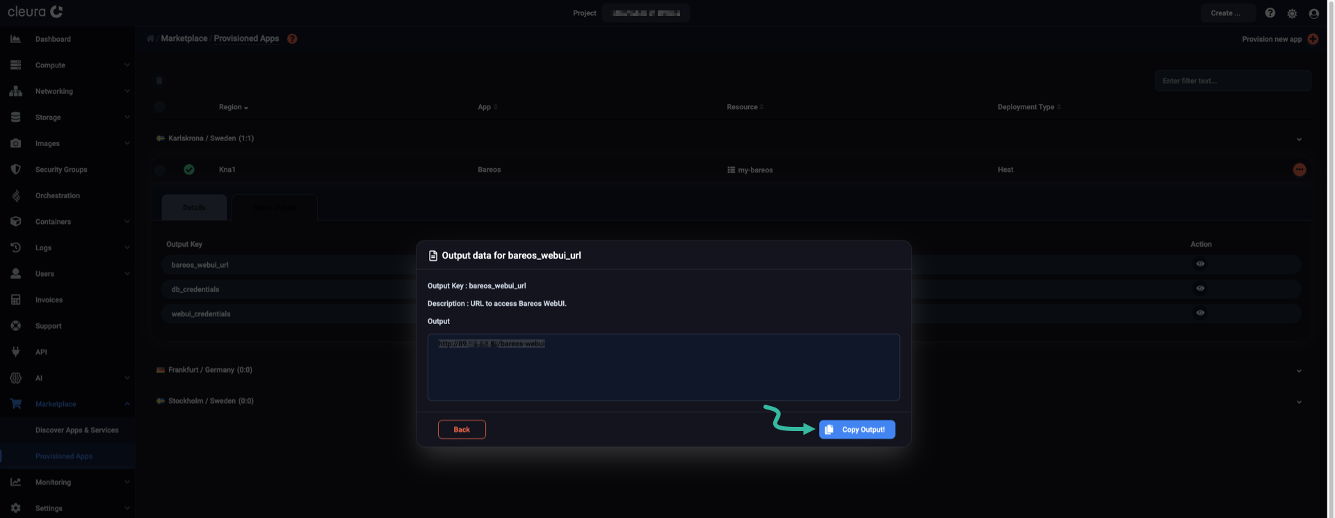 Reveal the application URL