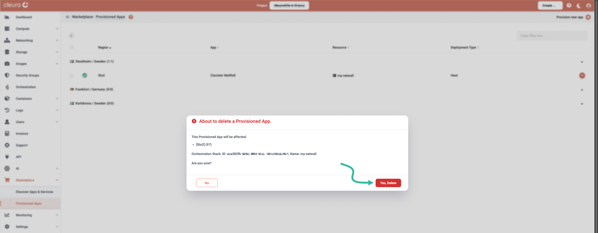 Make sure you are about to delete Clavister NetWall