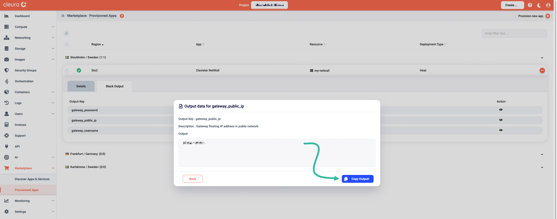 Take a note of the public IP address