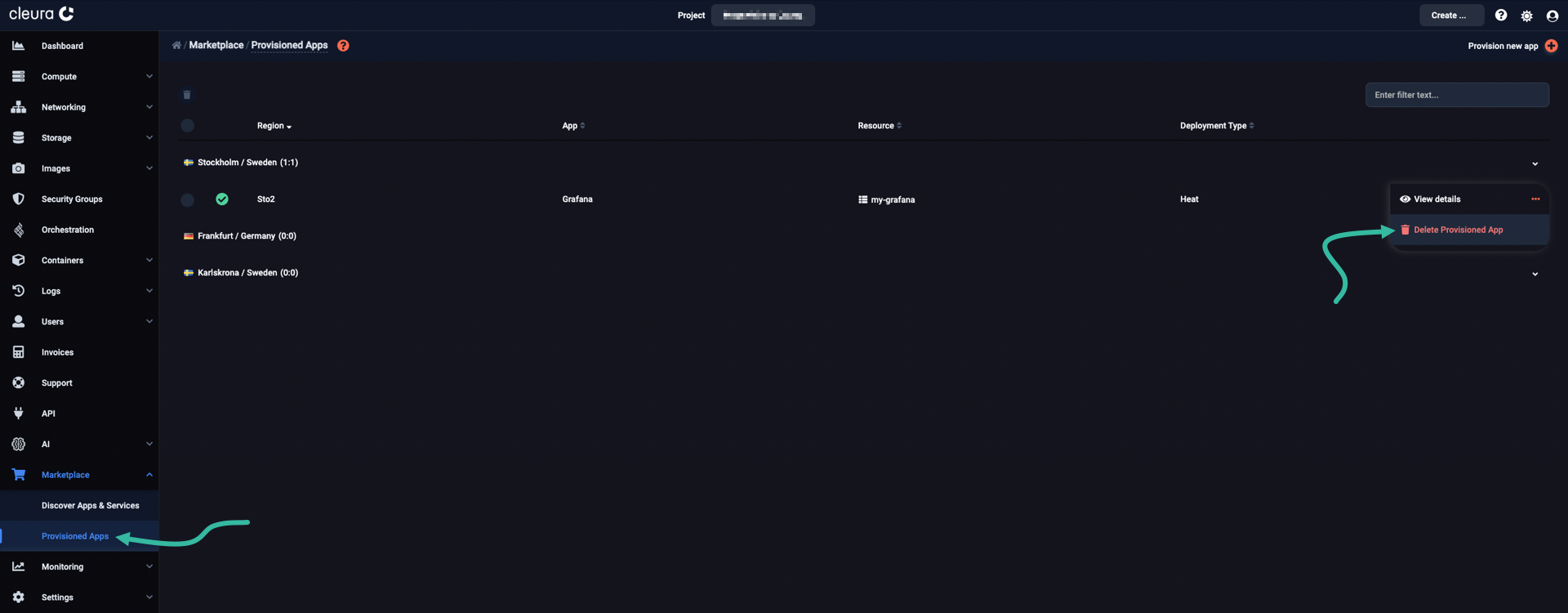 Request the deletion of Grafana