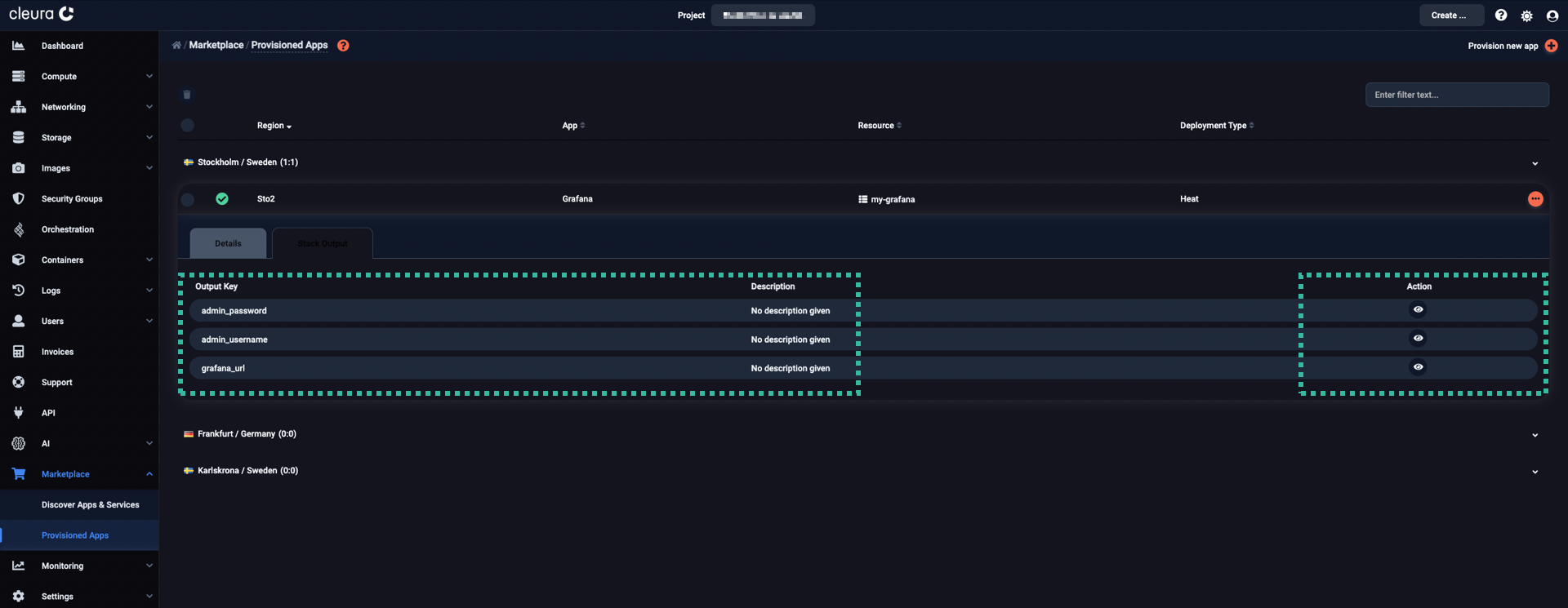 Get default credentials and URL