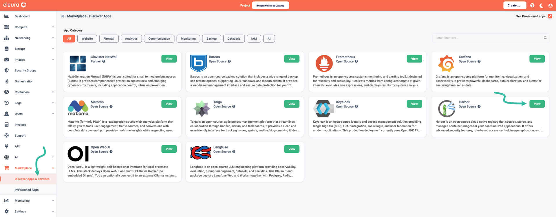 Select the Harbor application