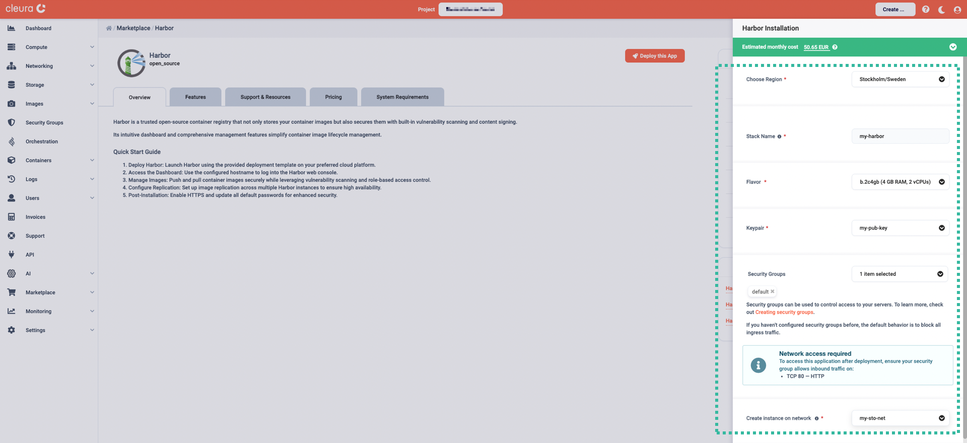 Specify the characteristics of the particular Harbor deployment