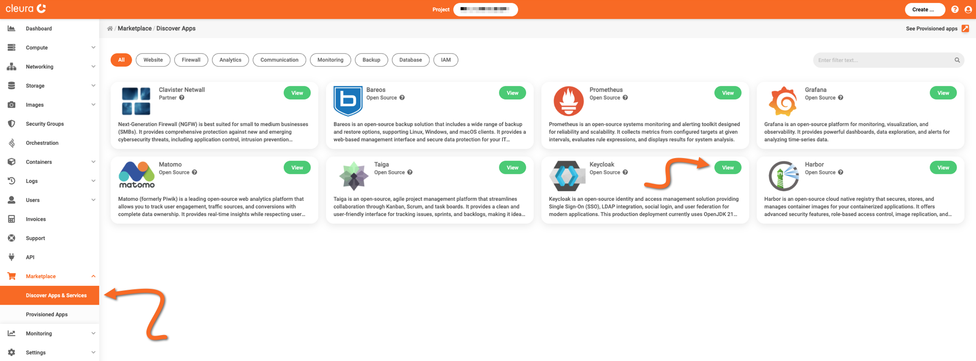 Select the Keycloak application