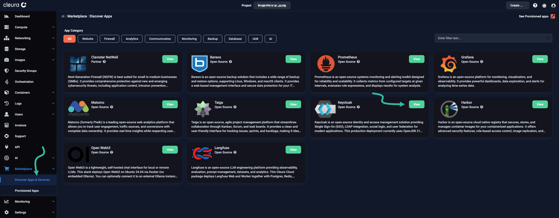 Select the Keycloak application