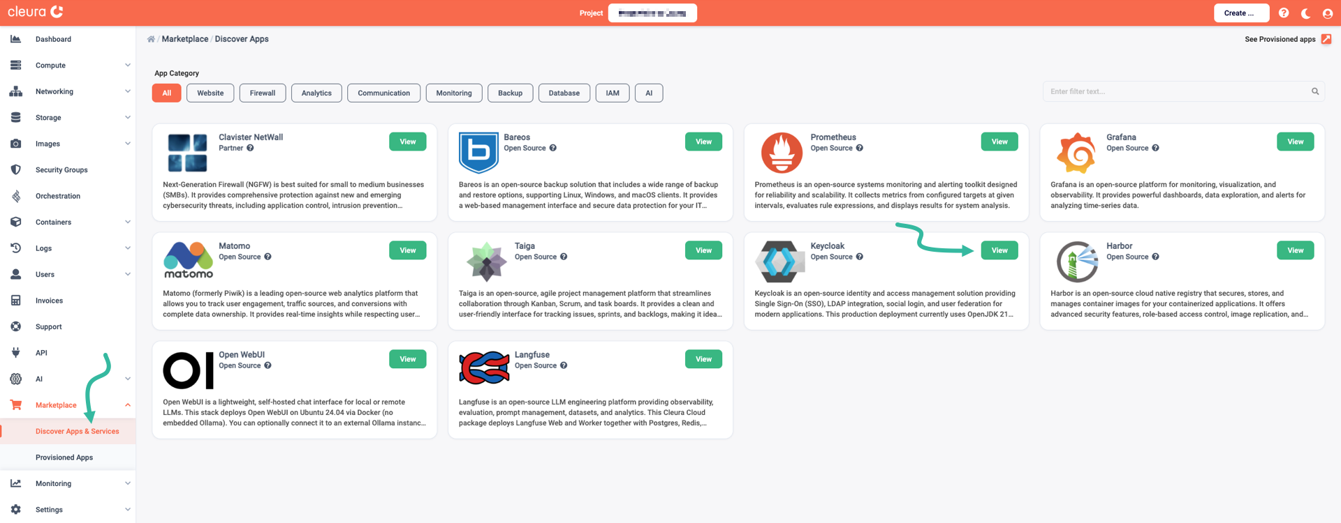 Select the Keycloak application