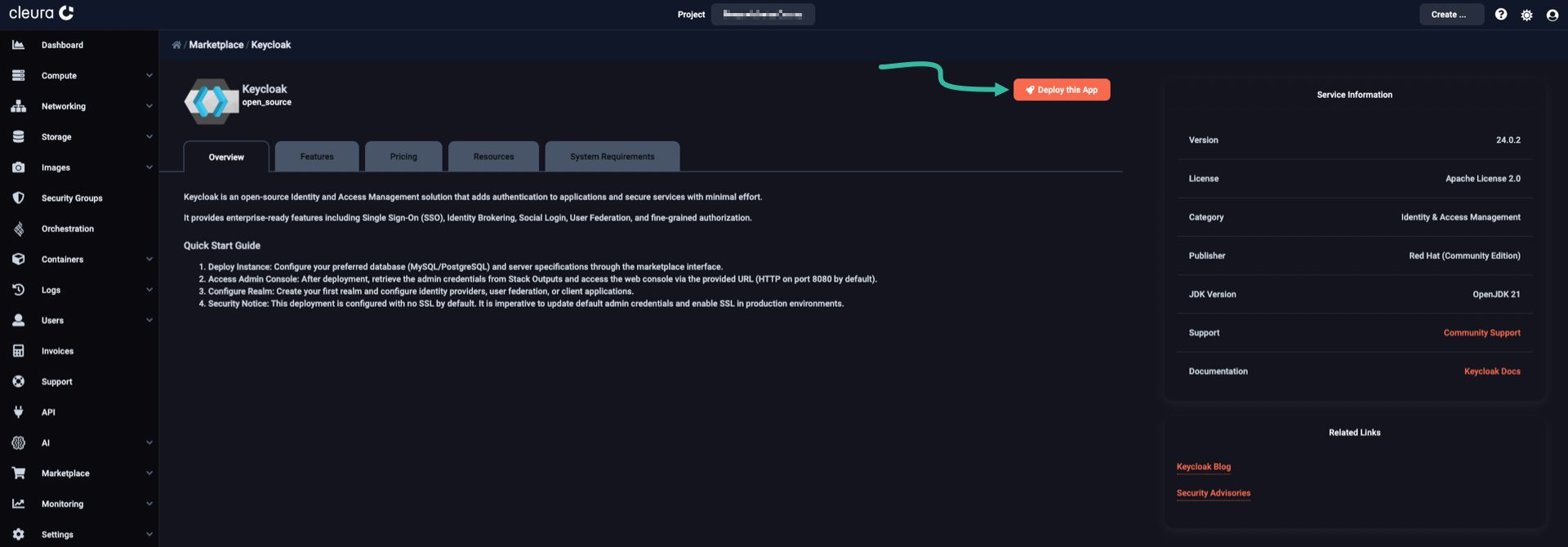 Start the Keycloak deployment process