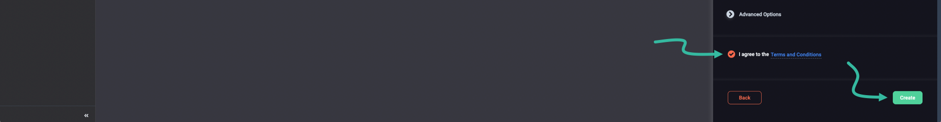 Read and agree to the Terms and Conditions, and click the Create button