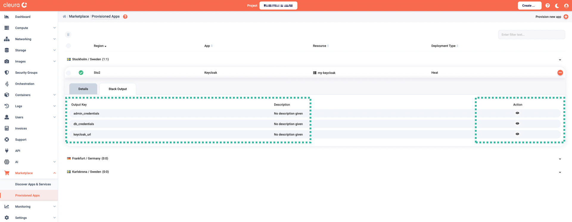 Get default credentials and URL