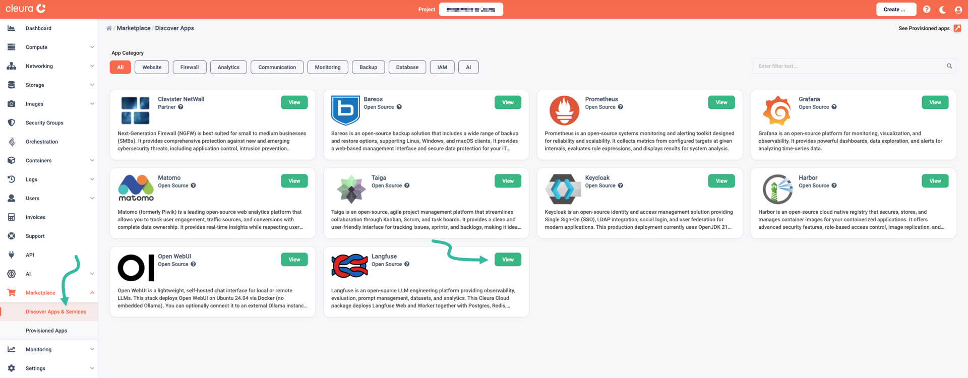 Select the Langfuse application