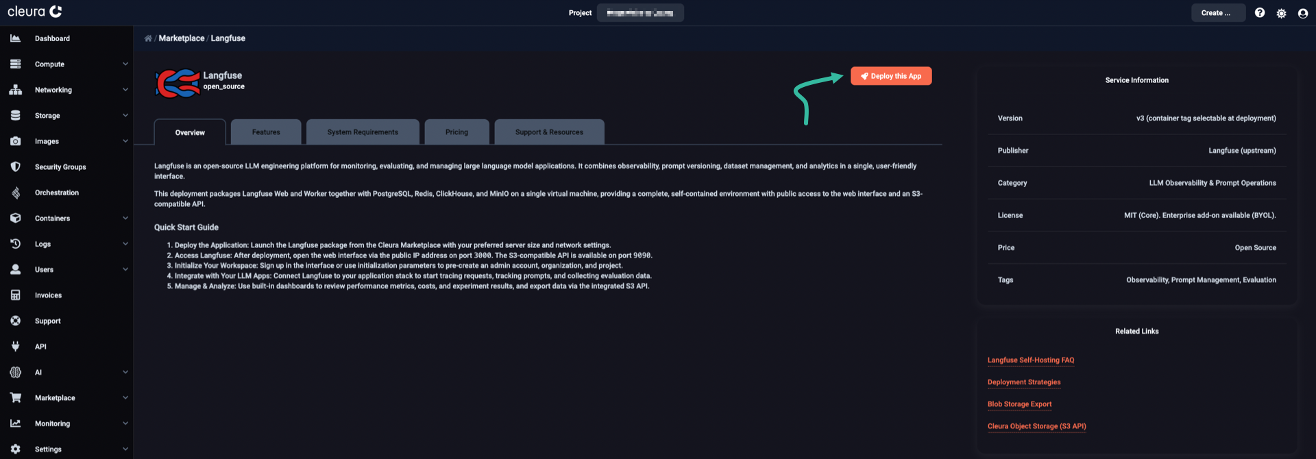 Start the Langfuse deployment process