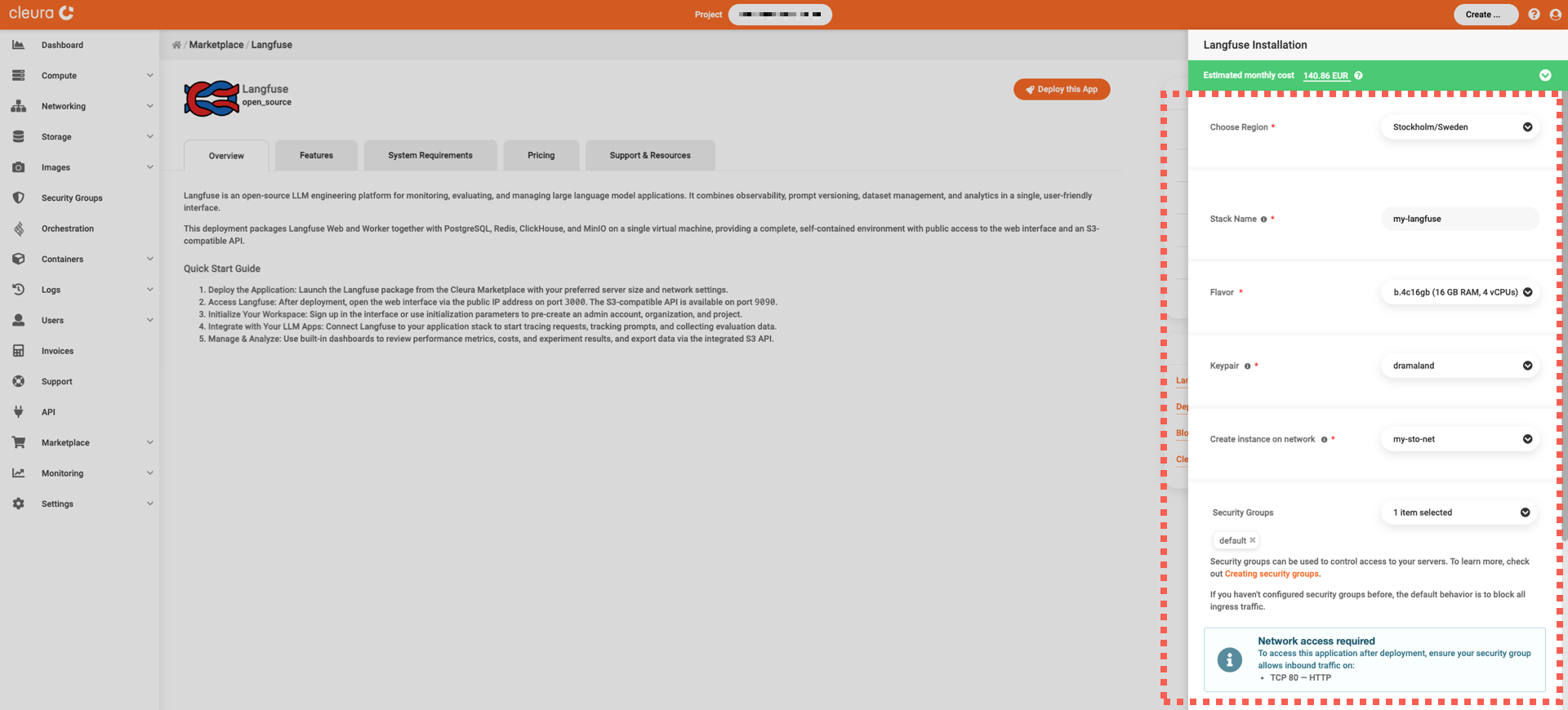Specify the characteristics of the particular Langfuse deployment