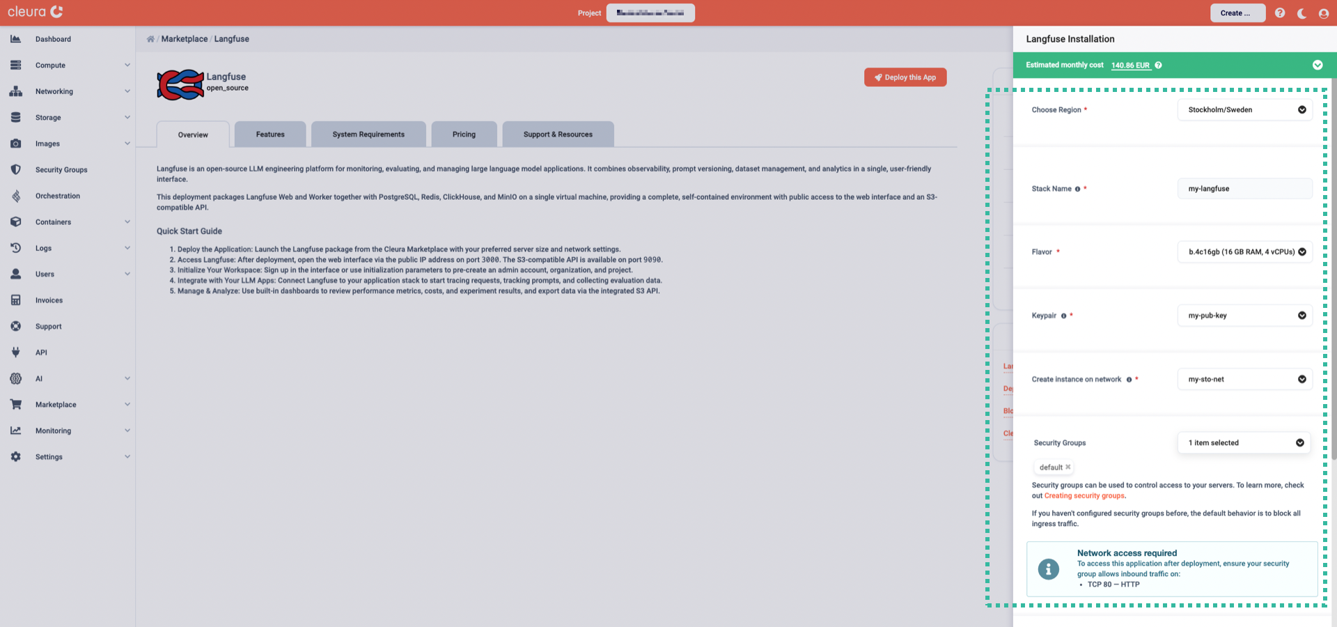 Specify the characteristics of the particular Langfuse deployment