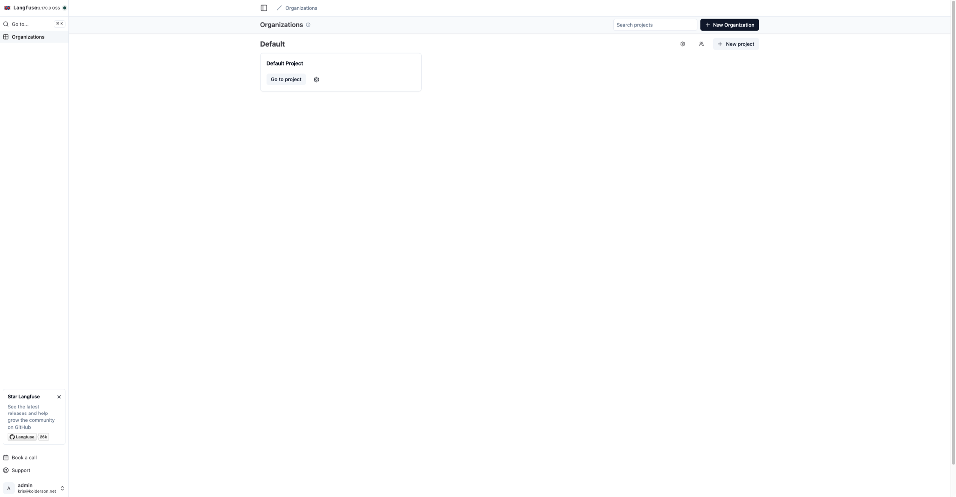 The main Langfuse page