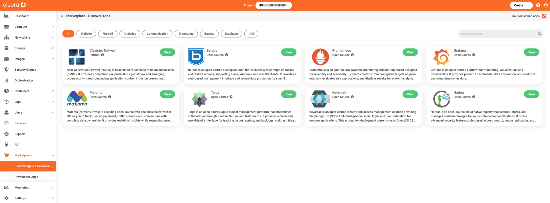 Cleura Cloud Marketplace
