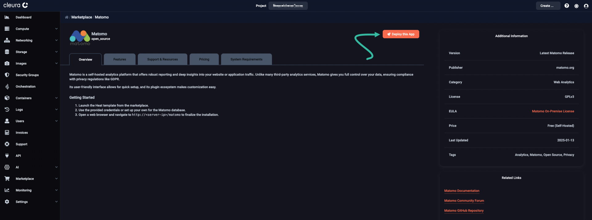 Start the Matomo deployment process