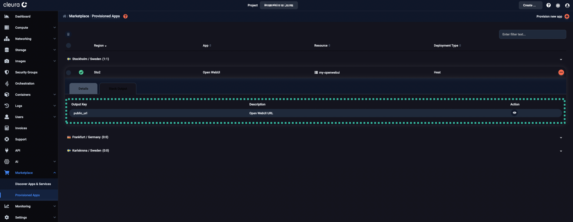 Locate the Open WebUI public URL