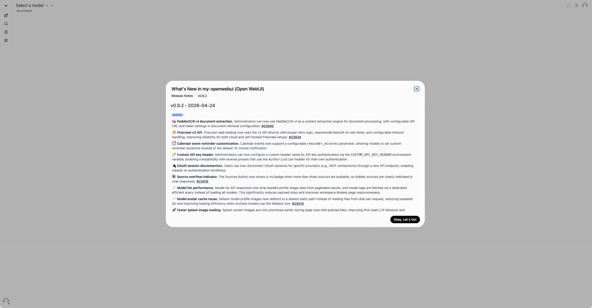 The Open WebUI dashboard
