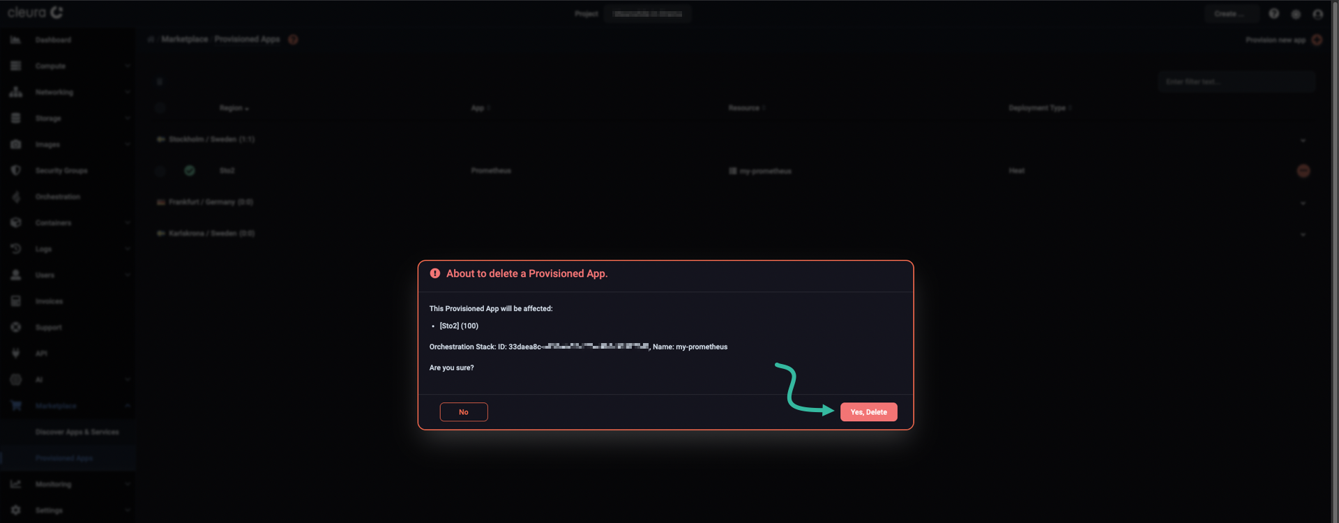 Make sure you are about to delete Prometheus